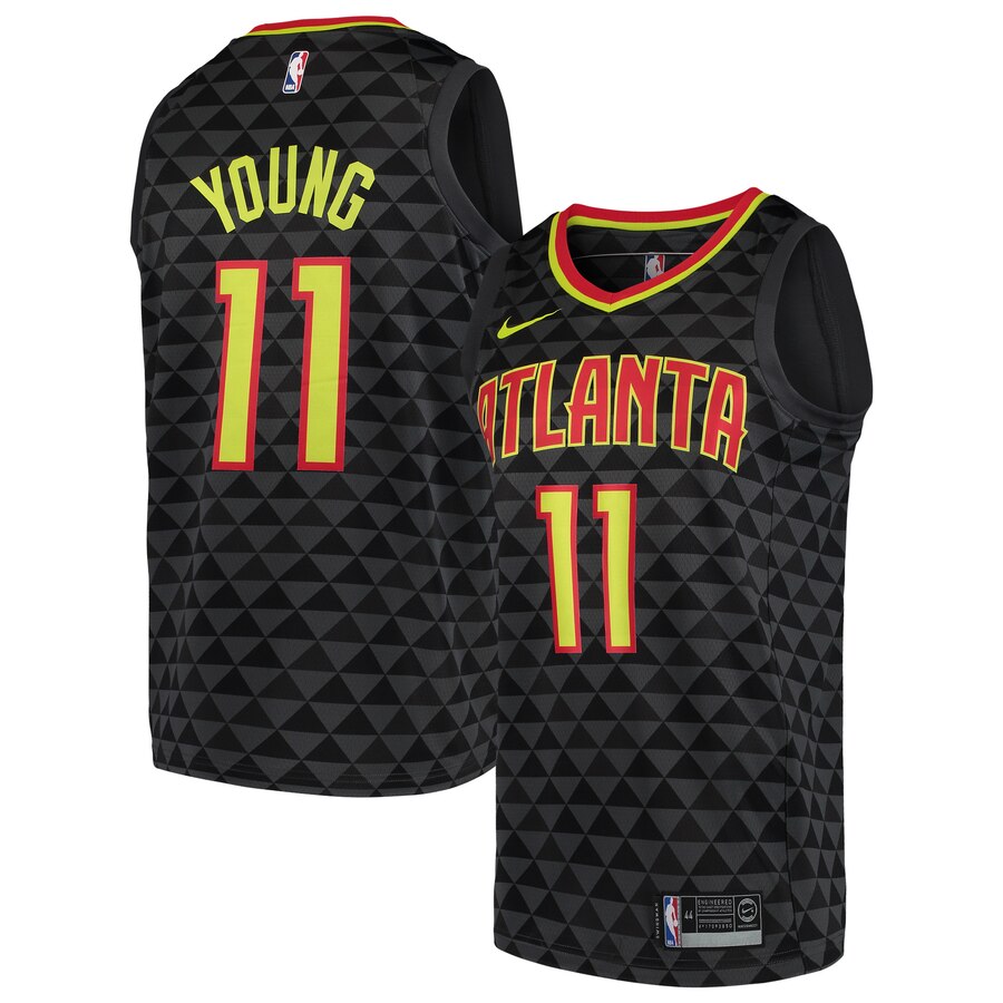 Men's Atlanta Hawks #11 Trae Young Black NBA Stitched Jersey